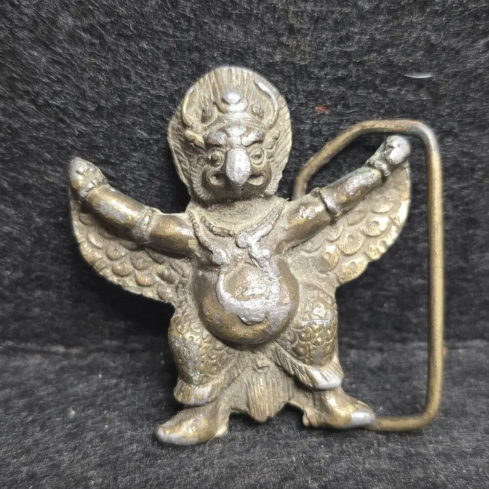 Vintage Hindu Garuda God Bergamot Brass Belt Buckle